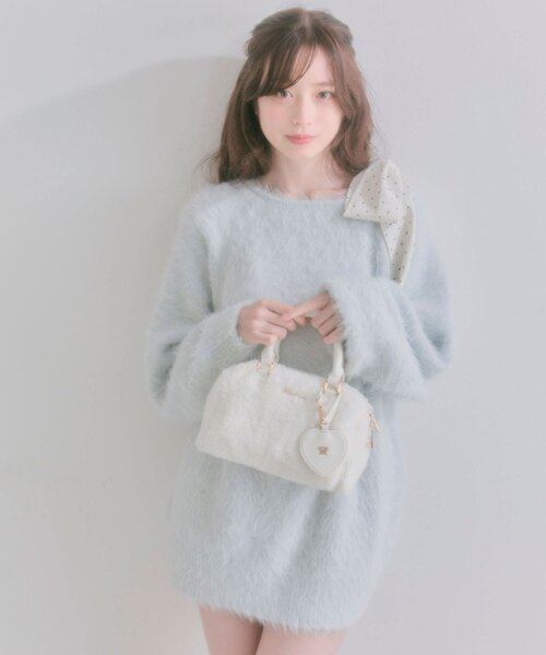 OLIVE des OLIVE（オリーブデオリーブ）の「Aimerianejoieファーミニボストンバッグ（ショルダーバッグ・レディース・オフホワイト/ピンクベージュ/ブラック・FREE）」の5枚目の写真