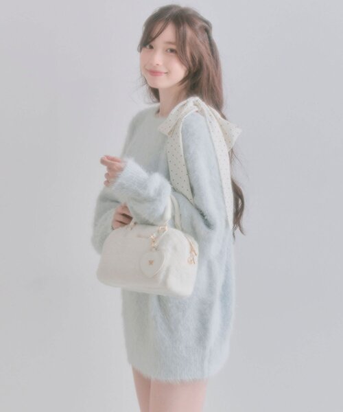 OLIVE des OLIVE（オリーブデオリーブ）の「Aimerianejoieファーミニボストンバッグ（ショルダーバッグ・レディース・オフホワイト/ピンクベージュ/ブラック・FREE）」の6枚目の写真