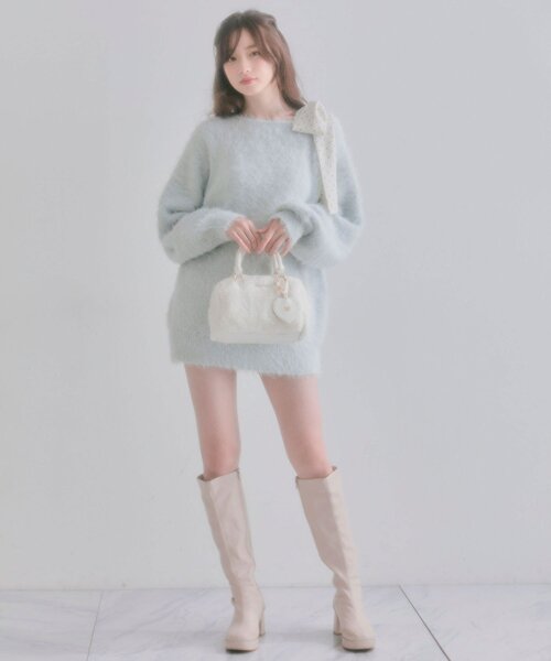 OLIVE des OLIVE（オリーブデオリーブ）の「Aimerianejoieファーミニボストンバッグ（ショルダーバッグ・レディース・オフホワイト/ピンクベージュ/ブラック・FREE）」の7枚目の写真