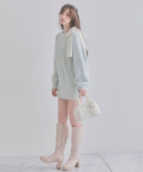 OLIVE des OLIVE（オリーブデオリーブ）の「Aimerianejoieファーミニボストンバッグ（ショルダーバッグ・レディース・オフホワイト/ピンクベージュ/ブラック・FREE）」の8枚目の写真