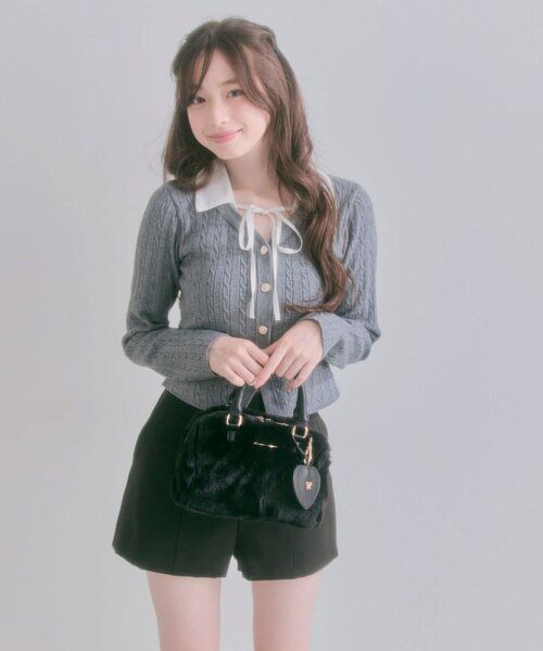 OLIVE des OLIVE（オリーブデオリーブ）の「Aimerianejoieファーミニボストンバッグ（ショルダーバッグ・レディース・オフホワイト/ピンクベージュ/ブラック・FREE）」の10枚目の写真