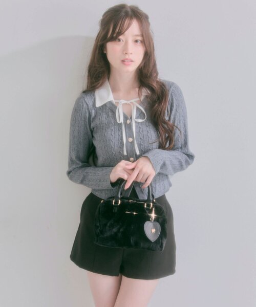 OLIVE des OLIVE（オリーブデオリーブ）の「Aimerianejoieファーミニボストンバッグ（ショルダーバッグ・レディース・オフホワイト/ピンクベージュ/ブラック・FREE）」の11枚目の写真