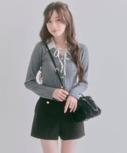 OLIVE des OLIVE（オリーブデオリーブ）の「Aimerianejoieファーミニボストンバッグ（ショルダーバッグ・レディース・オフホワイト/ピンクベージュ/ブラック・FREE）」の12枚目の写真