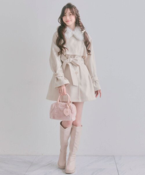 OLIVE des OLIVE（オリーブデオリーブ）の「Aimerianejoieファーミニボストンバッグ（ショルダーバッグ・レディース・オフホワイト/ピンクベージュ/ブラック・FREE）」の18枚目の写真