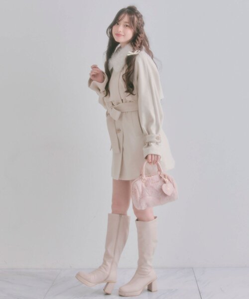 OLIVE des OLIVE（オリーブデオリーブ）の「Aimerianejoieファーミニボストンバッグ（ショルダーバッグ・レディース・オフホワイト/ピンクベージュ/ブラック・FREE）」の19枚目の写真