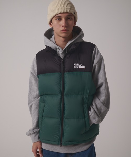 FIRST DOWN（ファーストダウン）の「ライトバブルダウンベスト（ダウンベスト・メンズ・ブラック/グリーン/グレー/イエロー/パープル・M/XL/L/S）」の4枚目の写真