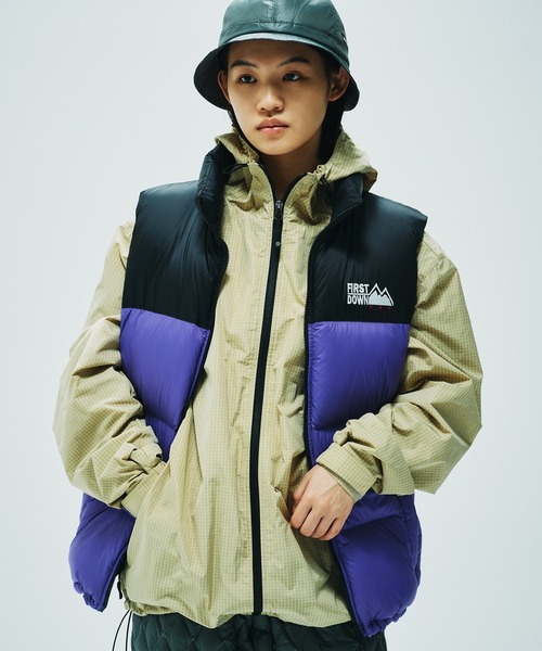 FIRST DOWN（ファーストダウン）の「ライトバブルダウンベスト（ダウンベスト・メンズ・ブラック/グリーン/グレー/イエロー/パープル・M/XL/L/S）」の8枚目の写真