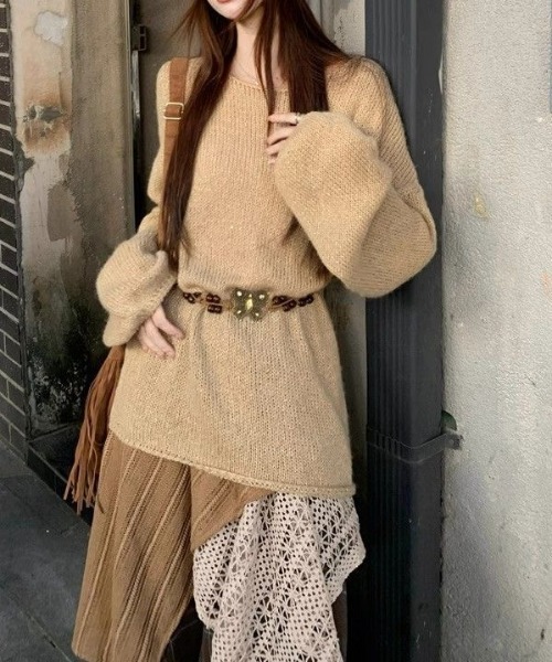 LADY LIKE(レディライク)の「レイヤーデザインチェックロングスカート(スカート・レディース・モカ/レッド・M)」の7枚目の写真