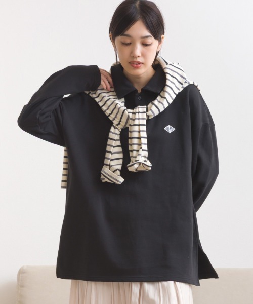 OMNES(オムネス)の「テック裏毛ポロスウェット長袖プルオーバー(スウェット・レディース・ホワイト/ダークグレー/グレー/ブラック・FREE)」の3枚目の写真