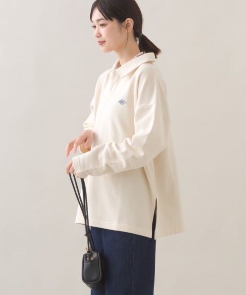 OMNES(オムネス)の「テック裏毛ポロスウェット長袖プルオーバー(スウェット・レディース・ホワイト/ダークグレー/グレー/ブラック・FREE)」の6枚目の写真