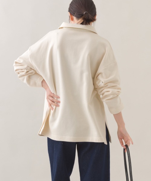 OMNES(オムネス)の「テック裏毛ポロスウェット長袖プルオーバー(スウェット・レディース・ホワイト/ダークグレー/グレー/ブラック・FREE)」の7枚目の写真