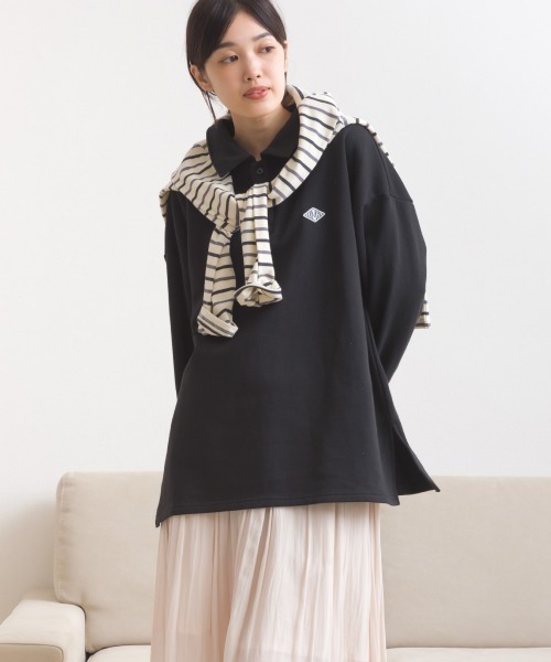 OMNES(オムネス)の「テック裏毛ポロスウェット長袖プルオーバー(スウェット・レディース・ホワイト/ダークグレー/グレー/ブラック・FREE)」の10枚目の写真