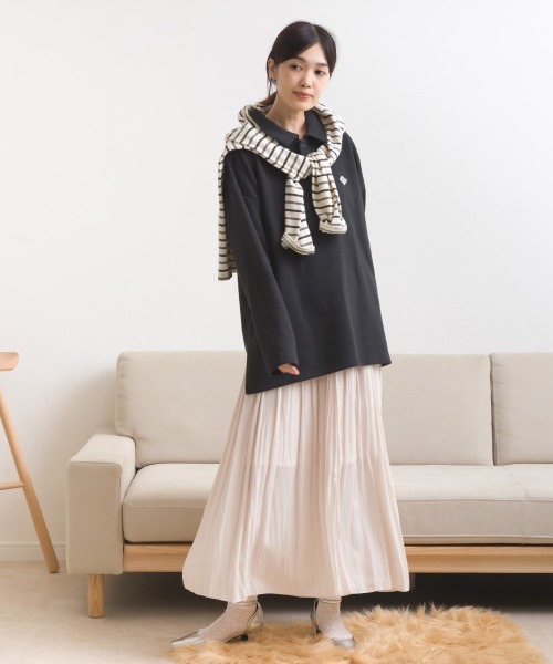 OMNES(オムネス)の「テック裏毛ポロスウェット長袖プルオーバー(スウェット・レディース・ホワイト/ダークグレー/グレー/ブラック・FREE)」の13枚目の写真