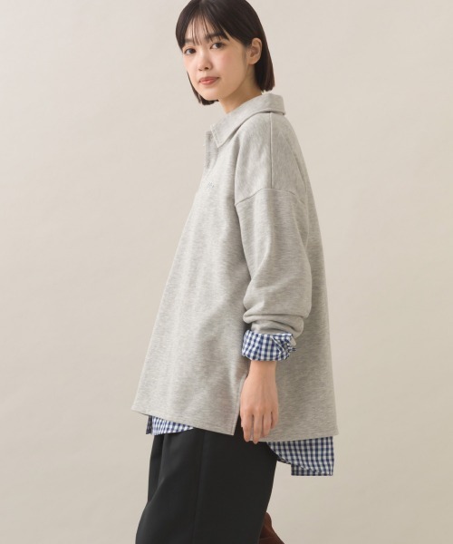 OMNES(オムネス)の「テック裏毛ポロスウェット長袖プルオーバー(スウェット・レディース・ホワイト/ダークグレー/グレー/ブラック・FREE)」の16枚目の写真