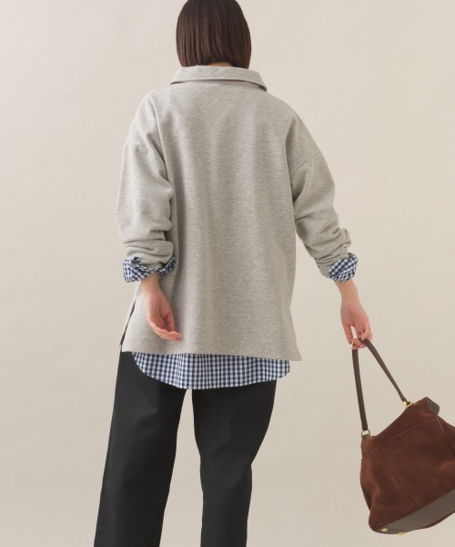 OMNES(オムネス)の「テック裏毛ポロスウェット長袖プルオーバー(スウェット・レディース・ホワイト/ダークグレー/グレー/ブラック・FREE)」の17枚目の写真