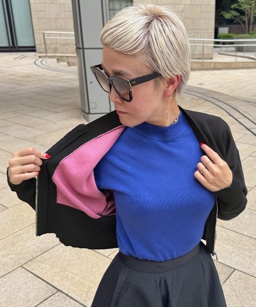 JENNE(ジェンヌ)の「ジップ付きニットプルオーバー(ニット/セーター・レディース・グレー/ブラック/ネイビー・LARGE/MEDIUM/SMALL)」の9枚目の写真