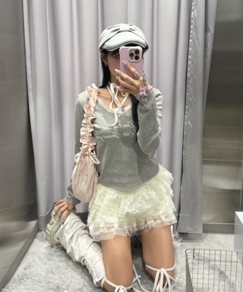 Never mind the XU / Chikashitsu+（ネバーマインド ザ エックスユー / チカシツプラス）の「【nmtc+】dot shoulder bag / 【エヌエムティーシープラス】ドットショルダーバッグ（ショルダーバッグ・レディース・ピンク/アイボリー/ブラック・ONE SIZE）」の16枚目の写真