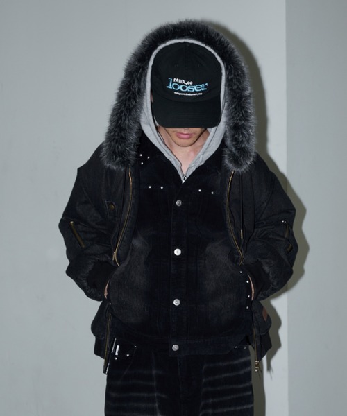 Perushu(ペルーシュ)の「ヴィンテージライクコーデュロイジャケット(ブルゾン・メンズ・ブラック/ブラウン・MEDIUM/LARGE)」の17枚目の写真
