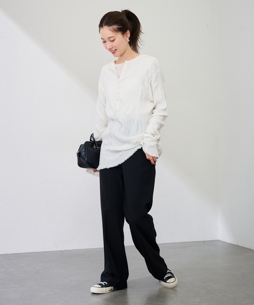 FRAMeWORK（フレームワーク）の「≪追加≫楊柳ヘンリーブラウス（シャツ/ブラウス・レディース・ブラウン/ホワイト・FREE）」の4枚目の写真