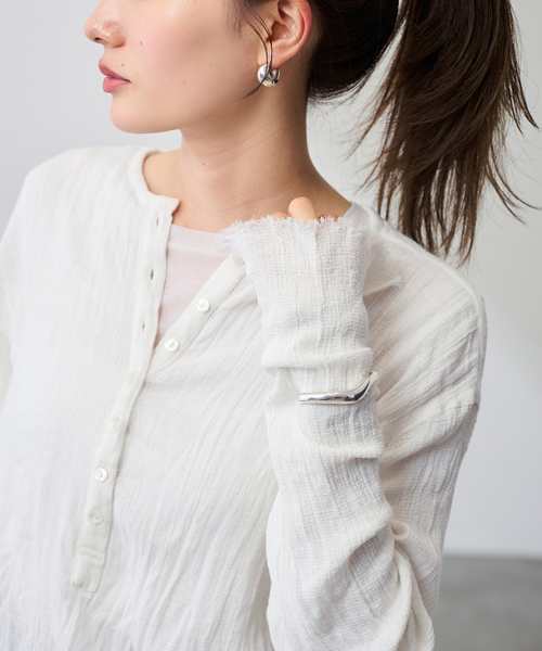 FRAMeWORK（フレームワーク）の「≪追加≫楊柳ヘンリーブラウス（シャツ/ブラウス・レディース・ブラウン/ホワイト・FREE）」の21枚目の写真