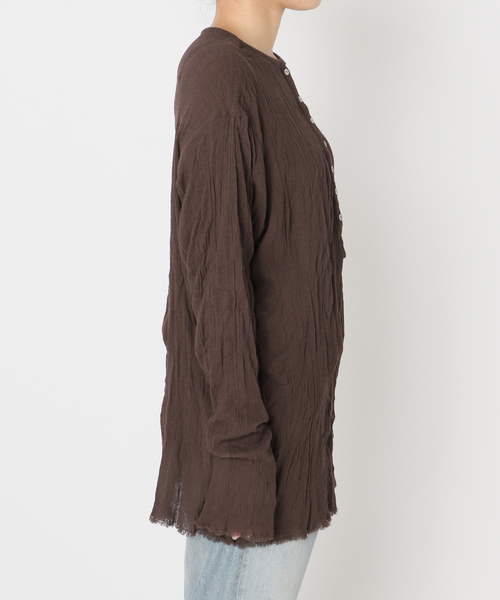 FRAMeWORK（フレームワーク）の「≪追加≫楊柳ヘンリーブラウス（シャツ/ブラウス・レディース・ブラウン/ホワイト・FREE）」の7枚目の写真