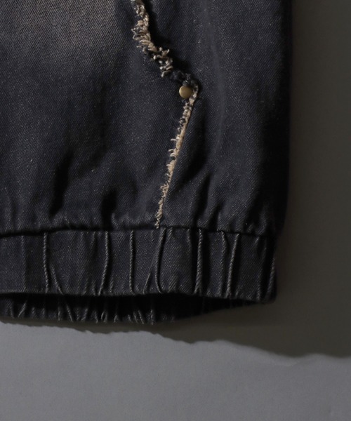 SITRY（シトリー）の「Tagging Logo Fringe Denim Hoodie/タギングロゴ フリンジ  ショート丈 デニムパーカー デニムジャケット ブルゾン フルジップパーカー フーディー（デニムジャケット・メンズ・グレー/ブラック/ネイビー・M/L）」の14枚目の写真