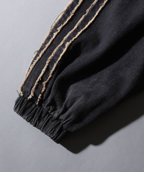 SITRY（シトリー）の「Tagging Logo Fringe Denim Hoodie/タギングロゴ フリンジ  ショート丈 デニムパーカー デニムジャケット ブルゾン フルジップパーカー フーディー（デニムジャケット・メンズ・グレー/ブラック/ネイビー・M/L）」の18枚目の写真