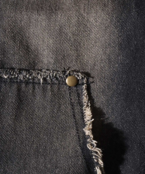 SITRY（シトリー）の「Tagging Logo Fringe Denim Hoodie/タギングロゴ フリンジ  ショート丈 デニムパーカー デニムジャケット ブルゾン フルジップパーカー フーディー（デニムジャケット・メンズ・グレー/ブラック/ネイビー・M/L）」の16枚目の写真