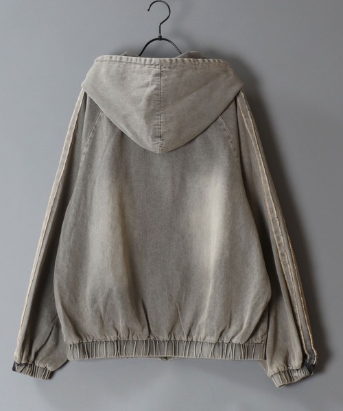 SITRY（シトリー）の「Tagging Logo Fringe Denim Hoodie/タギングロゴ フリンジ  ショート丈 デニムパーカー デニムジャケット ブルゾン フルジップパーカー フーディー（デニムジャケット・メンズ・グレー/ブラック/ネイビー・M/L）」の10枚目の写真