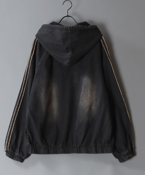 SITRY（シトリー）の「Tagging Logo Fringe Denim Hoodie/タギングロゴ フリンジ  ショート丈 デニムパーカー デニムジャケット ブルゾン フルジップパーカー フーディー（デニムジャケット・メンズ・グレー/ブラック/ネイビー・M/L）」の13枚目の写真