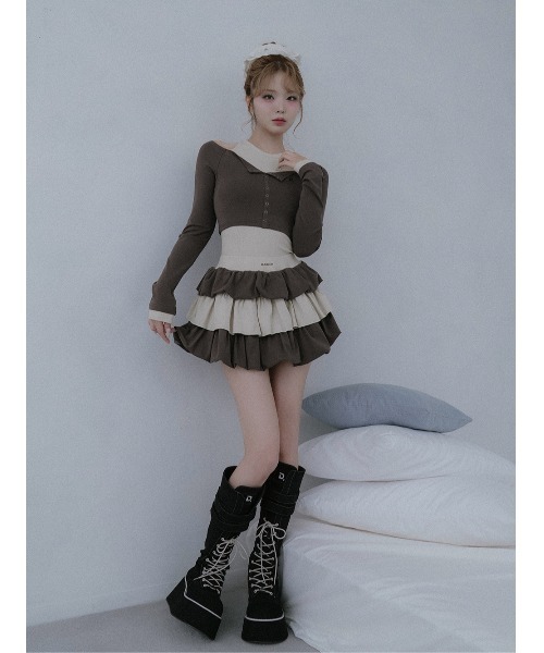 カットフリルミックスミニスカート（スカート）｜Darich（ダーリッチ