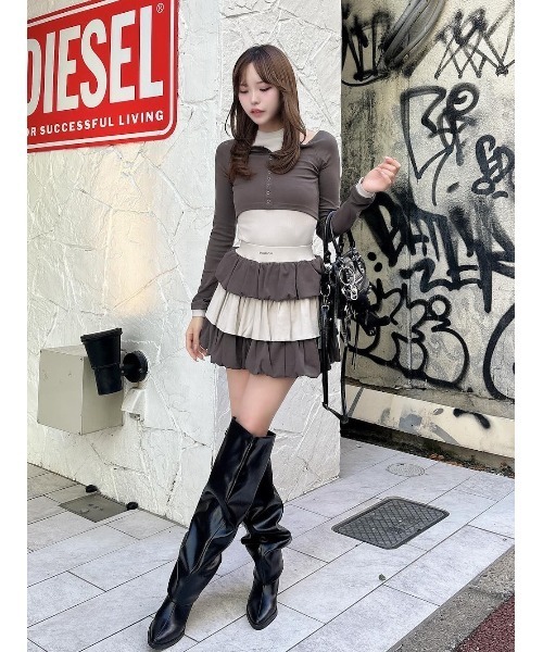 Darich（ダーリッチ）の「カットフリルミックスミニスカート（スカート