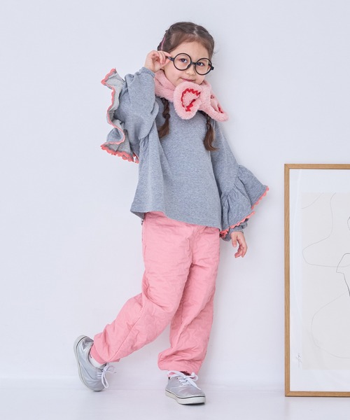 Life Support Products（ライフサポートプロダクツ）の「バックフリルスウェット（スウェット・キッズ・オフホワイト/ピンク/杢グレー・100/90/80/140/130/120/110/95/150）」の2枚目の写真