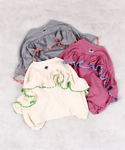 Life Support Products（ライフサポートプロダクツ）の「バックフリルスウェット（スウェット・キッズ・オフホワイト/ピンク/杢グレー・100/90/80/140/130/120/110/95/150）」の4枚目の写真