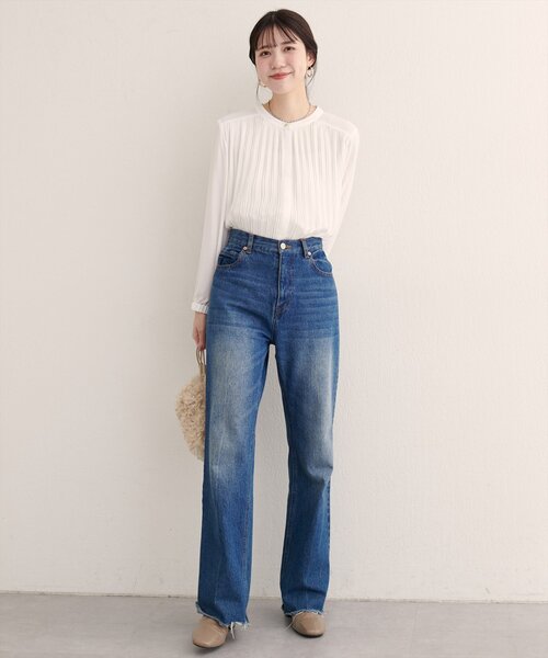 natural couture(ナチュラルクチュール)の「【WEB限定】前後2WAYプリーツブラウス(シャツ/ブラウス・レディース・ボルドー/ネイビー/グレイッシュベージュ/オフホワイト・FREE)」の8枚目の写真