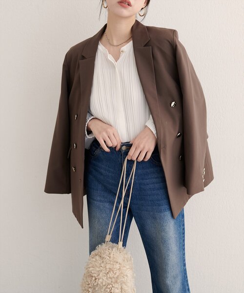 natural couture(ナチュラルクチュール)の「【WEB限定】前後2WAYプリーツブラウス(シャツ/ブラウス・レディース・ボルドー/ネイビー/グレイッシュベージュ/オフホワイト・FREE)」の11枚目の写真