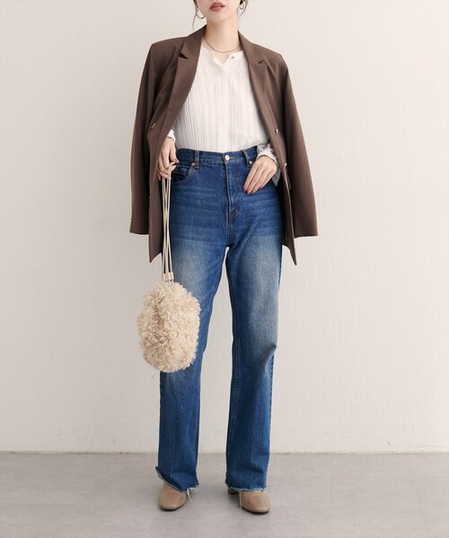 natural couture(ナチュラルクチュール)の「【WEB限定】前後2WAYプリーツブラウス(シャツ/ブラウス・レディース・ボルドー/ネイビー/グレイッシュベージュ/オフホワイト・FREE)」の10枚目の写真