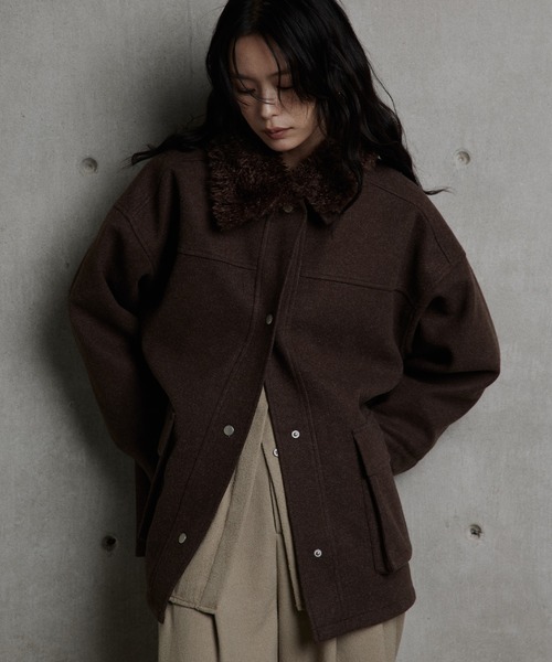 ボア襟付き2wayカバーオール（カバーオール）｜hellam（へラム）の