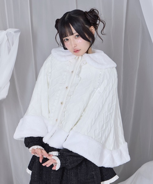 セール】コットンレースはしごリボンポンチョ（ポンチョ）｜Honey