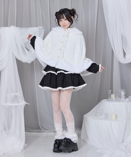 Honey Cinnamon（ハニーシナモン）の「コットンレースはしごリボンポンチョ（ポンチョ・レディース・ピンク/ホワイト・FREE）」の13枚目の写真