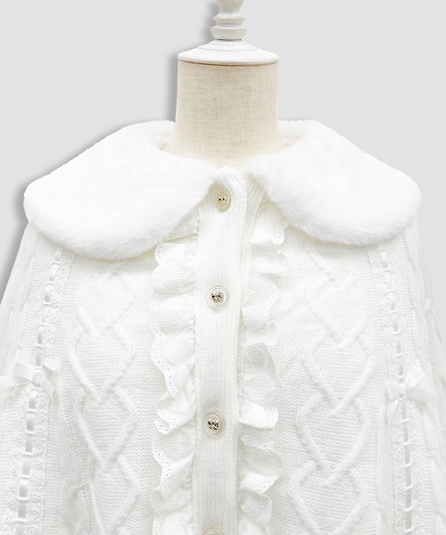 セール】コットンレースはしごリボンポンチョ（ポンチョ）｜Honey