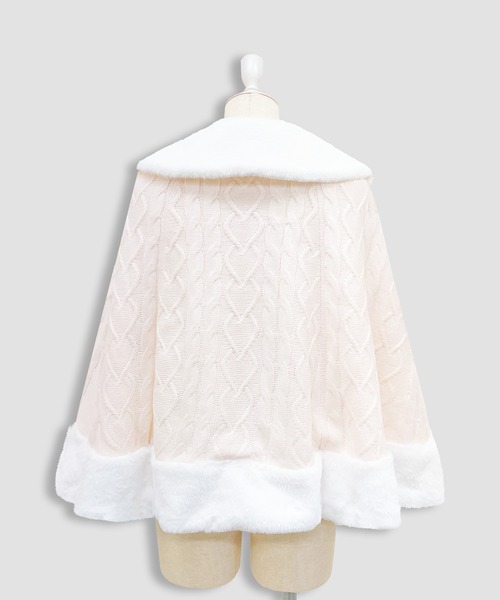 Honey Cinnamon ハート ケープ ポンチョ ホワイト Honey Cinnamon ハート ケープ ポンチョ ホワイト