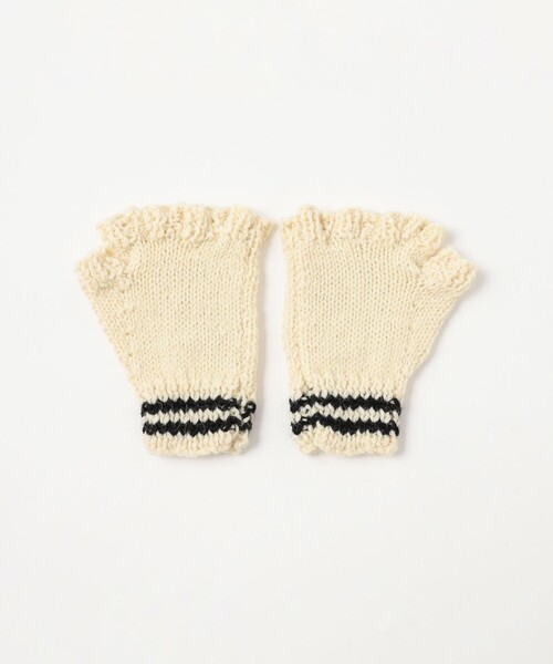 Black Sheep(ブラックシープ)の「BLACK SHEEP / イニシャル フィンガーレス グローブ(手袋・レディース・ナチュラル/ネイビー・ONE SIZE)」の3枚目の写真