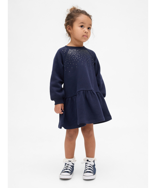 GAP(ギャップ)の「スウェットワンピース (幼児・ベビー)(ワンピース・キッズ・ネイビー・95cm/100cm/105cm/110cm)」の1枚目の写真