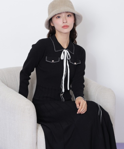 ◇ステッチカラーニットワンピース（ワンピース）｜JILL by JILL