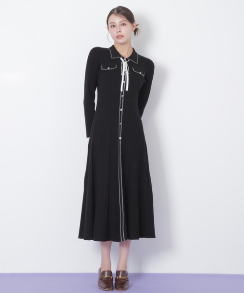 JILL by JILL STUART(ジルバイジルスチュアート)の「◇ステッチカラーニットワンピース(ワンピース・レディース・ホワイト/ブラック/ブルー・FREE)」の17枚目の写真