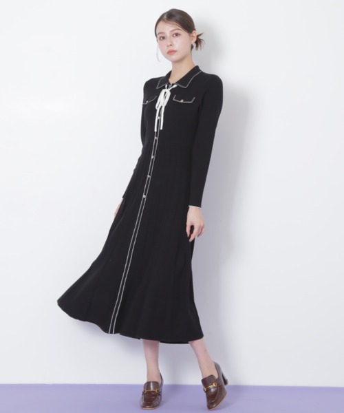 ◇ステッチカラーニットワンピース（ワンピース）｜JILL by JILL