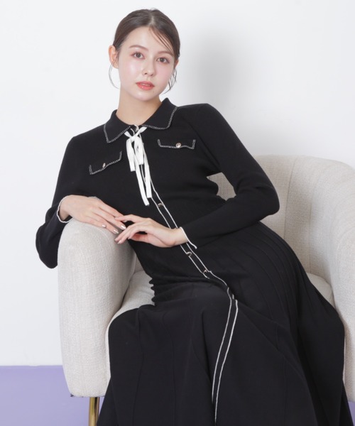 JILL by JILL STUART(ジルバイジルスチュアート)の「◇ステッチカラーニットワンピース(ワンピース・レディース・ホワイト/ブラック/ブルー・FREE)」の14枚目の写真