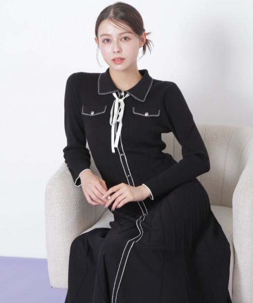 JILL by JILL STUART(ジルバイジルスチュアート)の「◇ステッチカラーニットワンピース(ワンピース・レディース・ホワイト/ブラック/ブルー・FREE)」の15枚目の写真