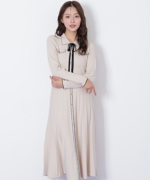 ◇ステッチカラーニットワンピース（ワンピース）｜JILL by JILL